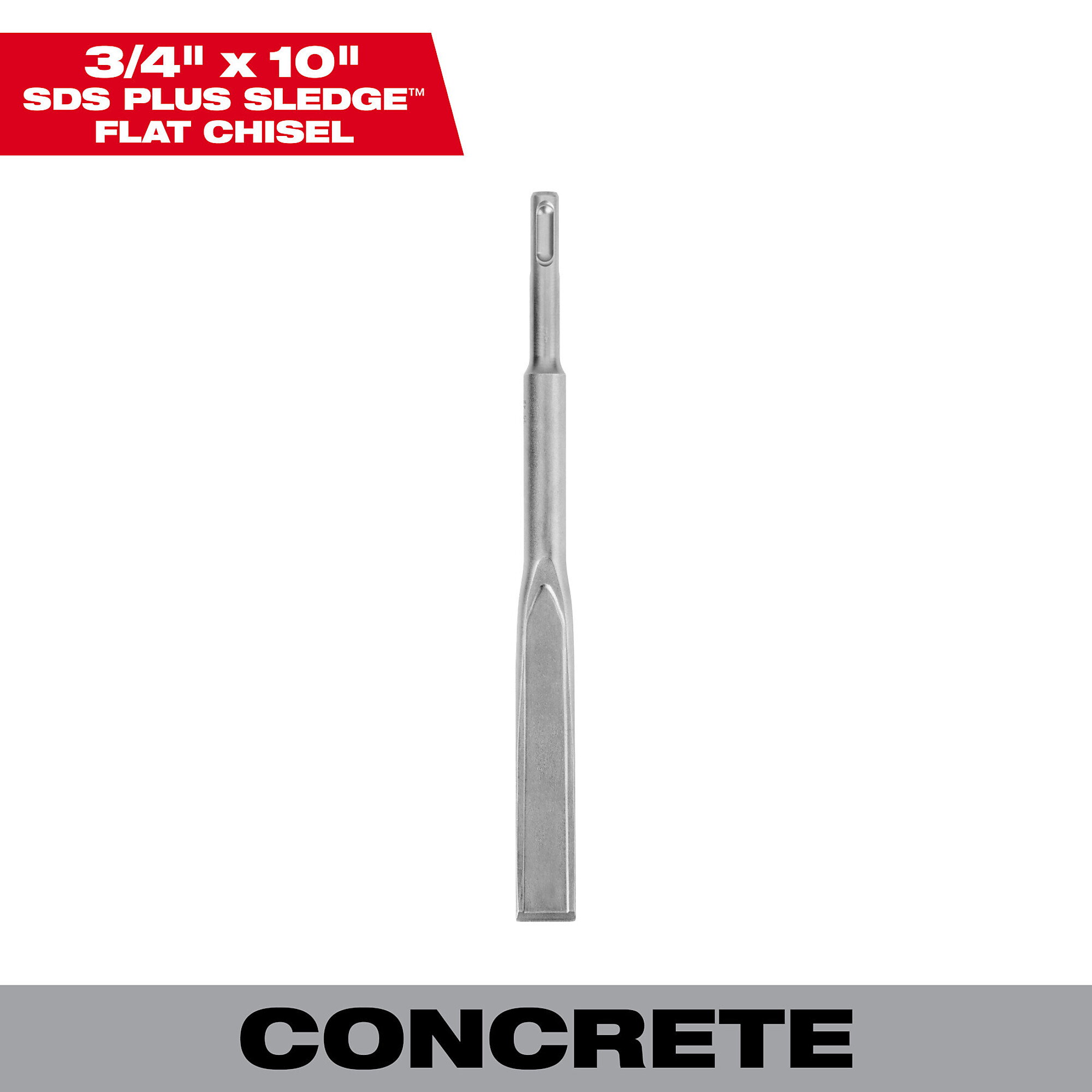 Milwaukee SDS Plus Flat Chisel, 3/4in. x 10in.L, Model# 48-62-6052